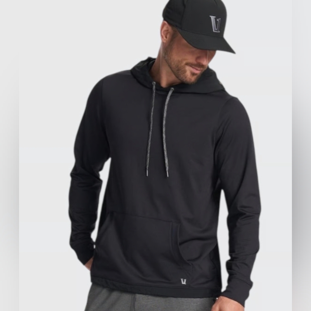 Vuori Mens Black Long Sleeve Pullover Hoodie Activewear Casual | Size Small